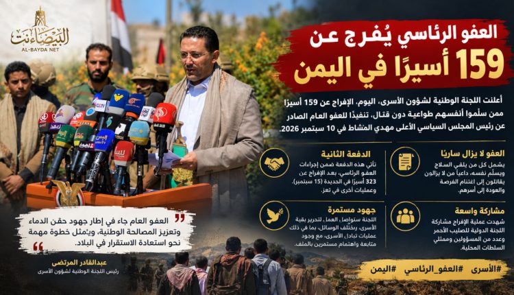 العفو الرئاسي يُفرج عن 159 أسيرًا في اليمن